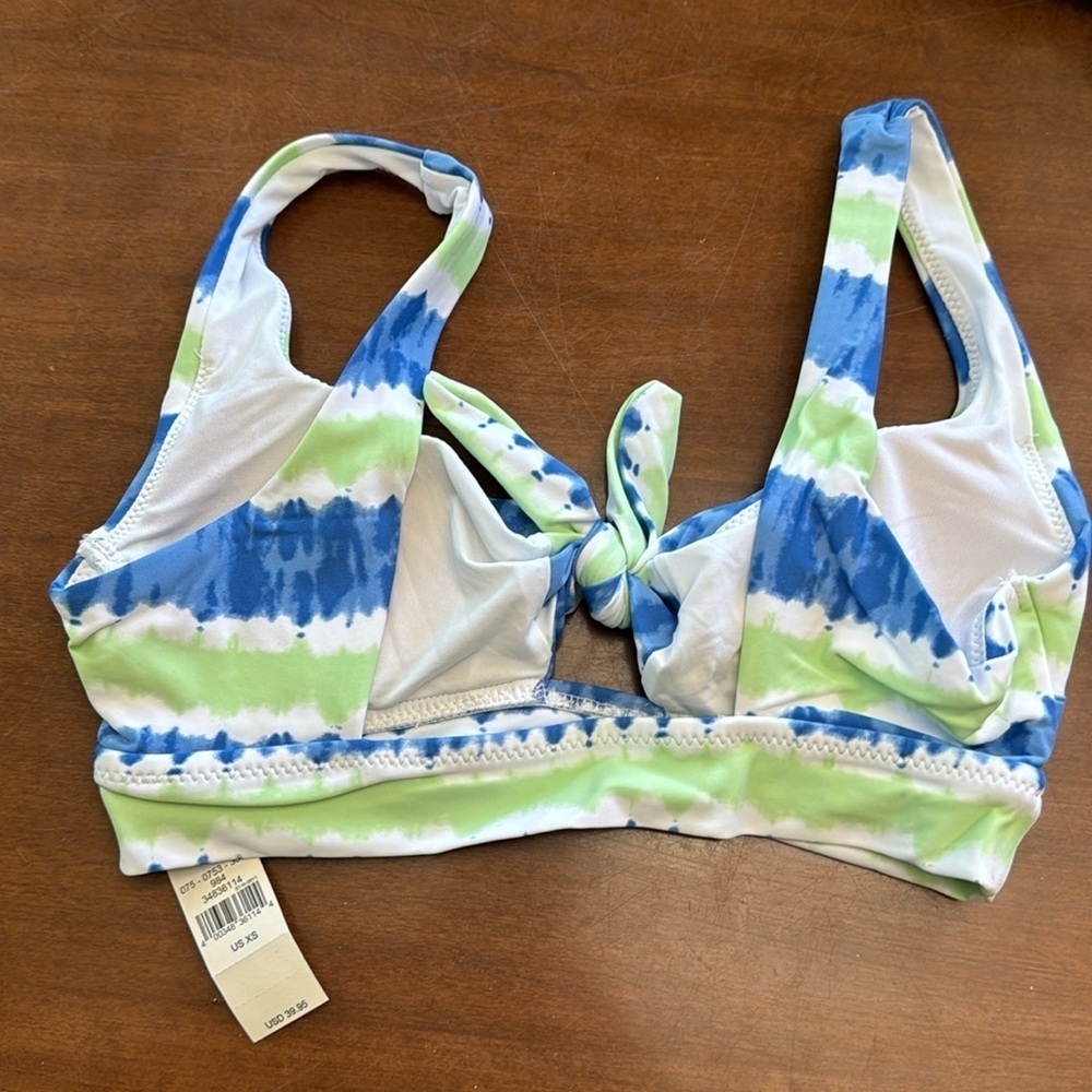 Aerie Scoop Tie Dye Blue Green Bikini Top Size XS - Picture 5 of 5